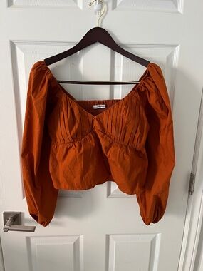Abercrombie & Fitch Burnt Orange Puff Sleeve Peasant Top